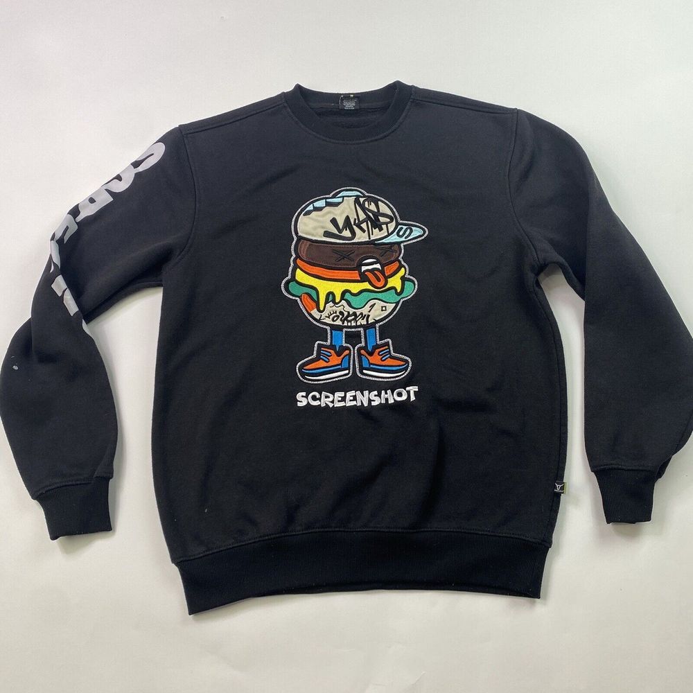 Screenshot Sweater Men's Black Long Sleeve‎ Burger Graphic